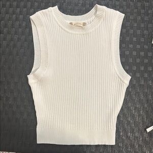 Sleeveless Ribbed Knit Top - Cream
